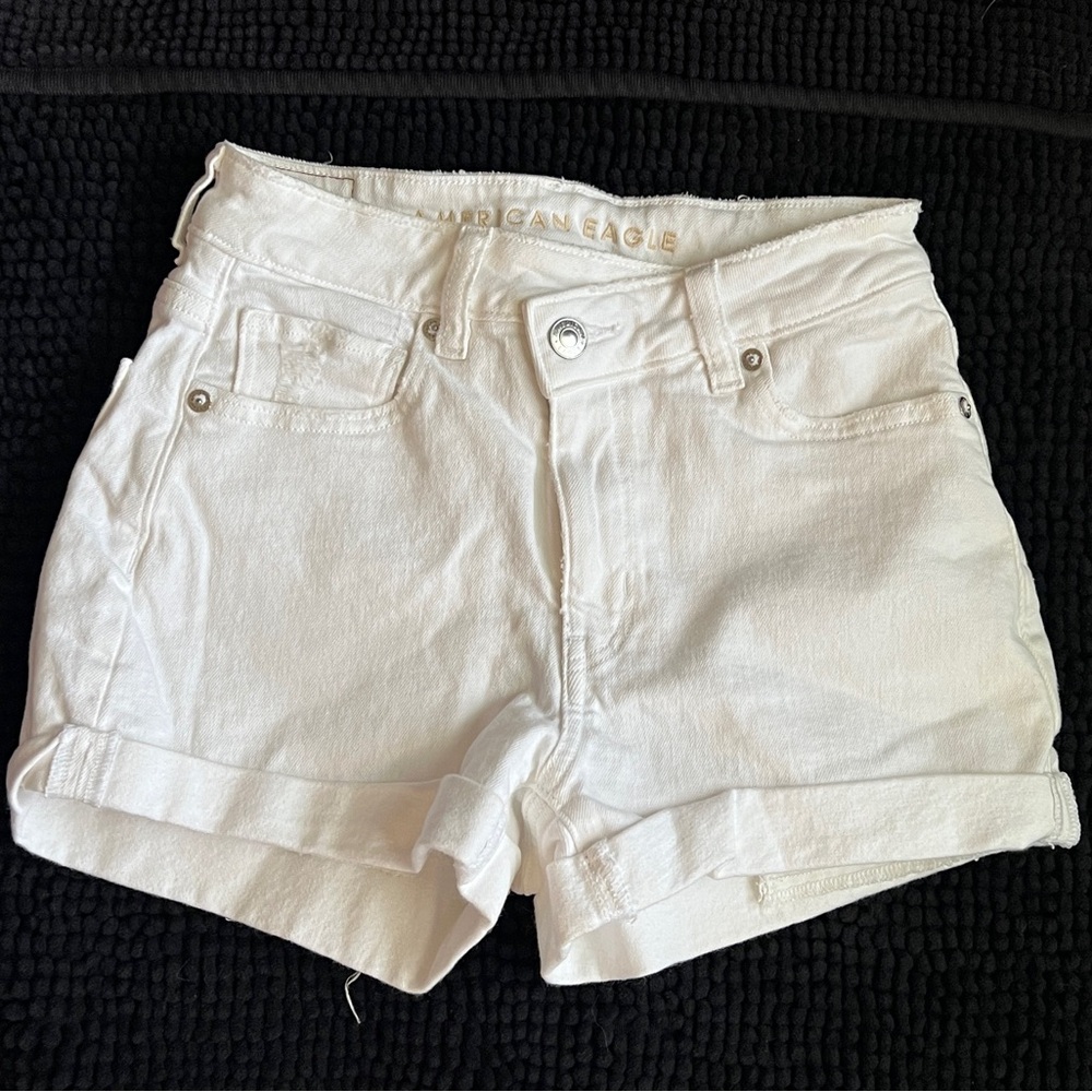 American Eagle White Denim Mom Shorts